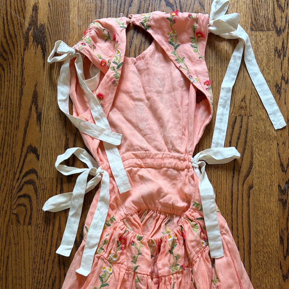 Agua by Agua Benita Pink Floral Embroidered Tie-Back Dress - Picture 3 of 4